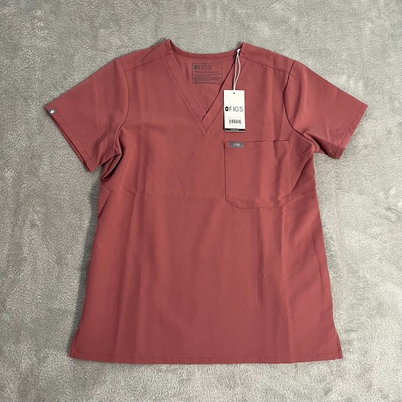 Figs Tops - FIGS Womens (S) Catarina Scrub Top Small Mineral Mauve One Pocket Pink